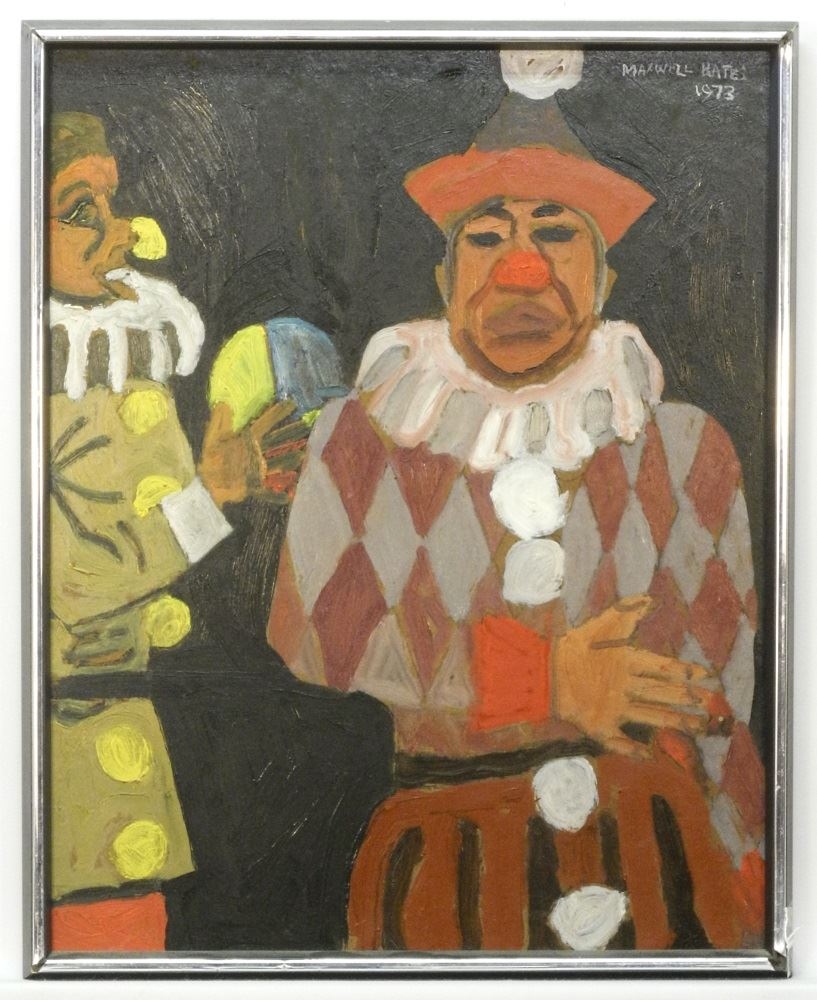 Artwork by Maxwell Bennett Bates, Clowns, Made of Oil on board