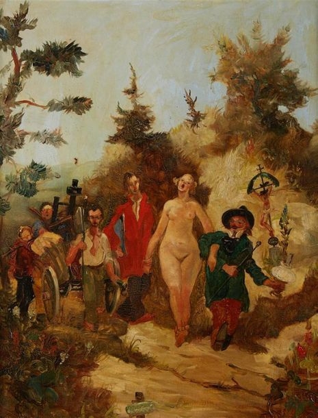 Artwork by Kleofas Bogailei, La procession, Made of oil on canvas