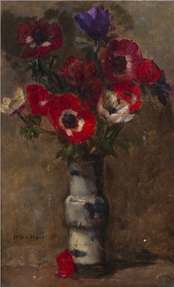 Still life - an earthenware vase of anemone - Henry d'Arcy Hart