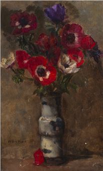 Still life - an earthenware vase of anemone - Henry d'Arcy Hart