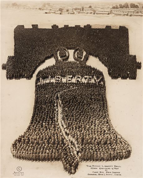 The Human Liberty Bell, 25,000 Officers & Men at Camp Dix, New Jersey. by Arthur Mole, John D. Thomas, 1918
