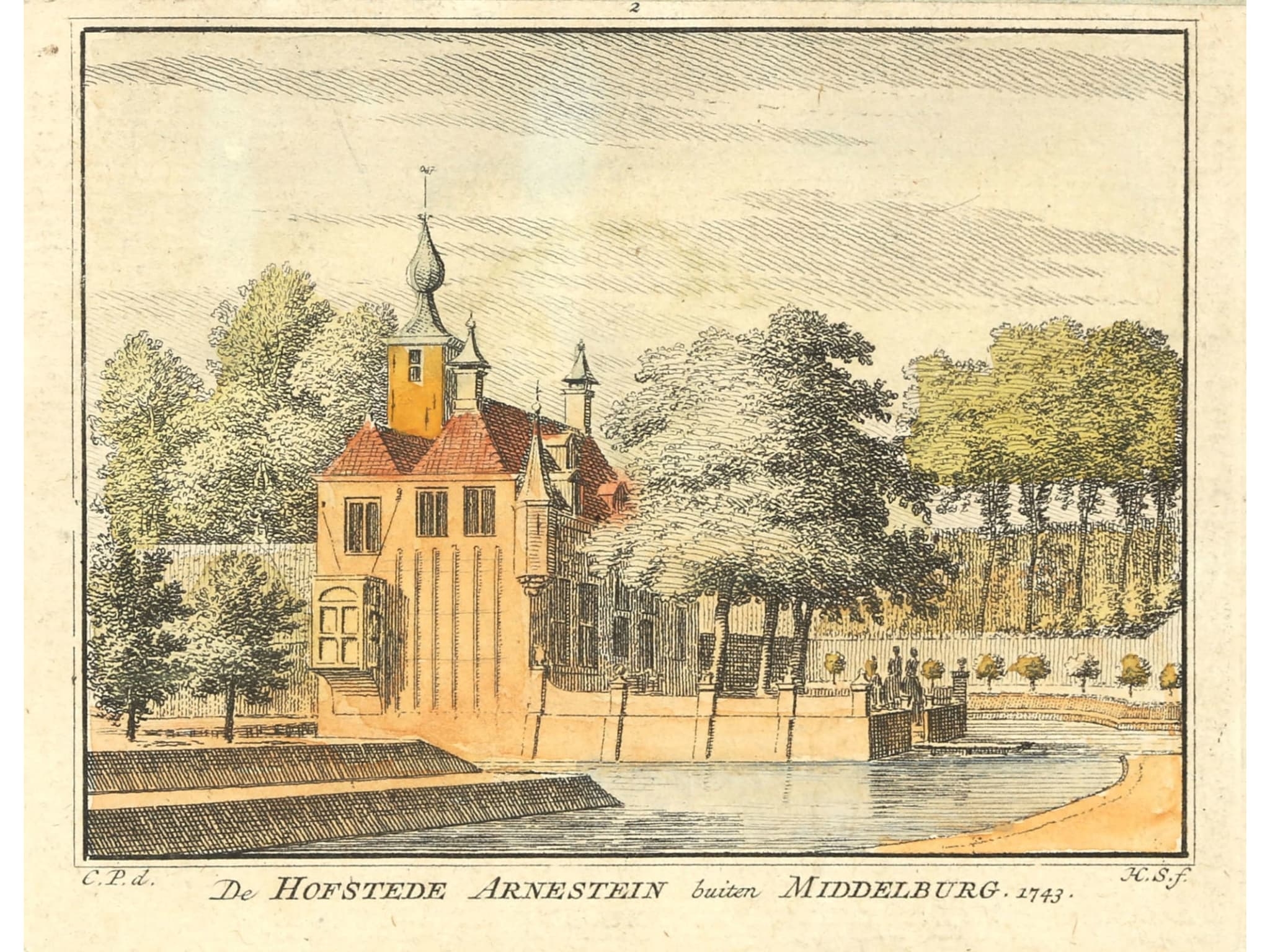 De Hofstede Arnestein buiten Middelburg. by Cornelis Pronk, Hendricus Spilman, 1743