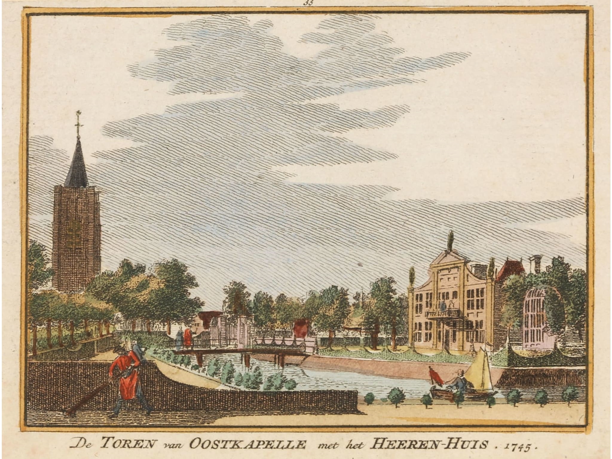 De Toren van Oostkapelle met het Heeren-Huis. by Cornelis Pronk, Hendricus Spilman, 1745