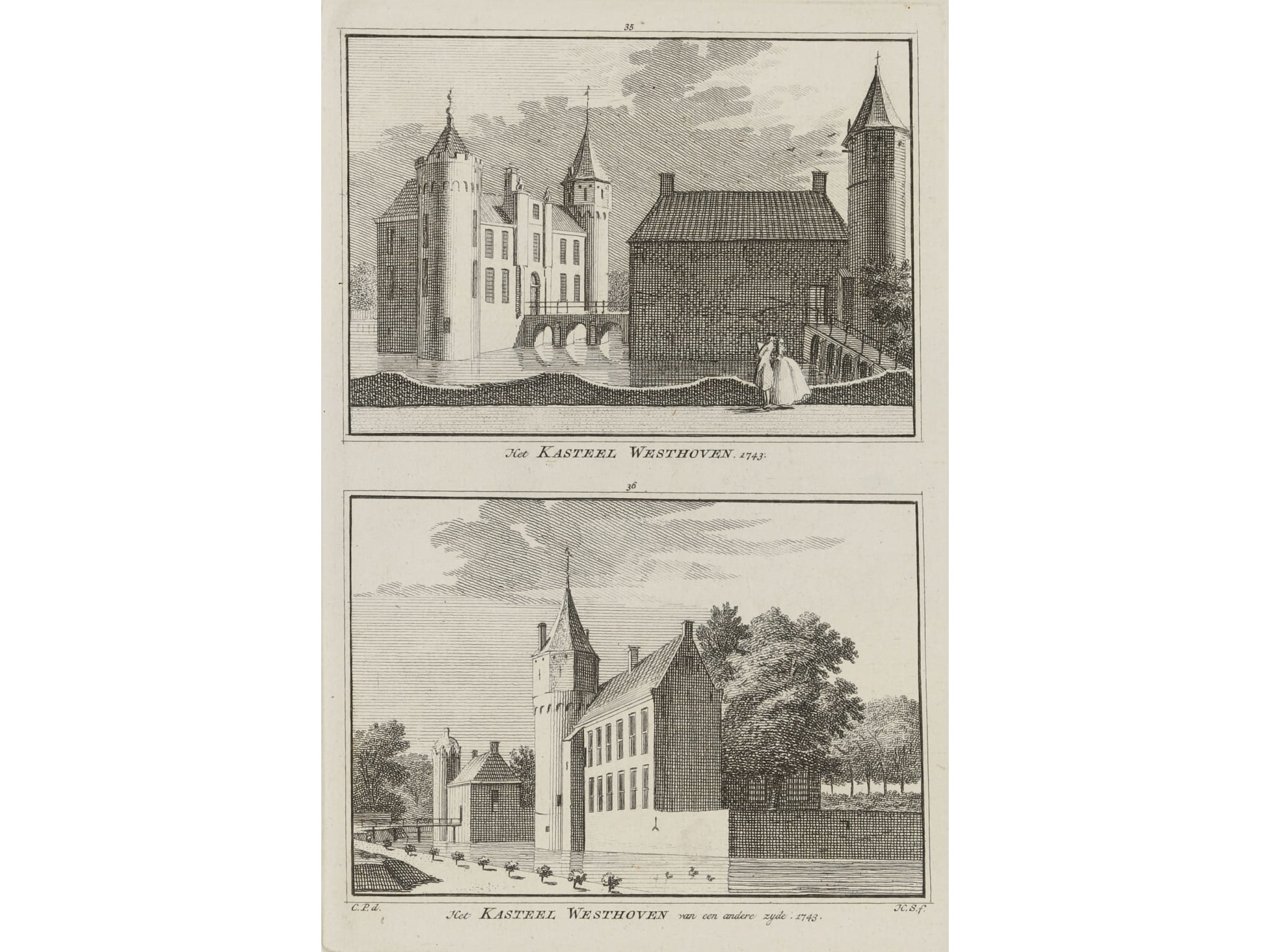 Het Kasteel Westhoven. - Het Kasteel Westhoven van een andere zijde by Cornelis Pronk, Hendricus Spilman, 1743