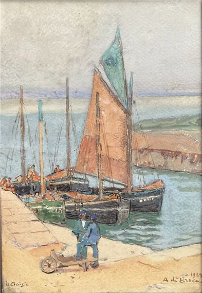 Le Croisic, bateaux à quai by Alexis De Broca, 1932