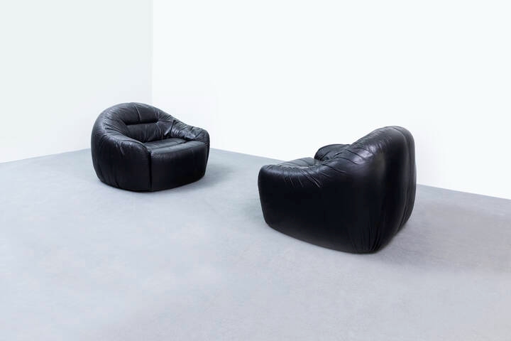 Artwork by Sergio Crippa, Coppia di poltrone mod. Otaria, Made of Structure in ABS and padding covered in leather