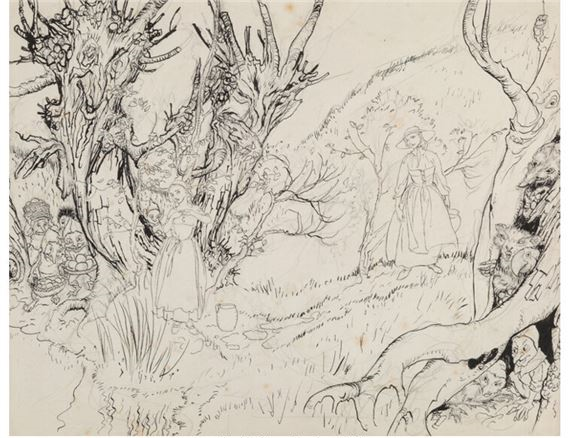 Arthur Rackham | Maidens and Creatures in the Forest | MutualArt