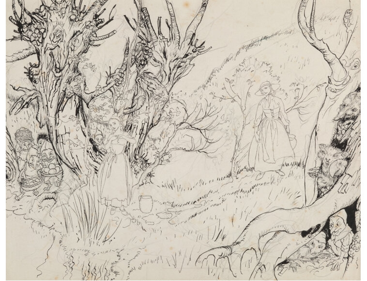 Arthur Rackham | Maidens and Creatures in the Forest | MutualArt