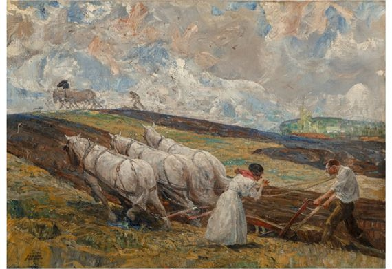 Plowing by Frank Street, 1924