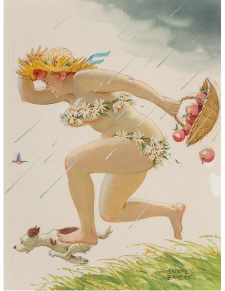 Hilda in the Rain, calendar illustration by Duane Bryers