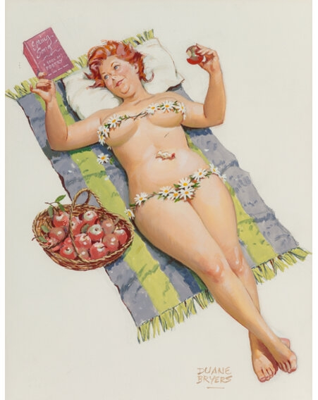 Hilda Sunbathing, calendar illustration by Duane Bryers
