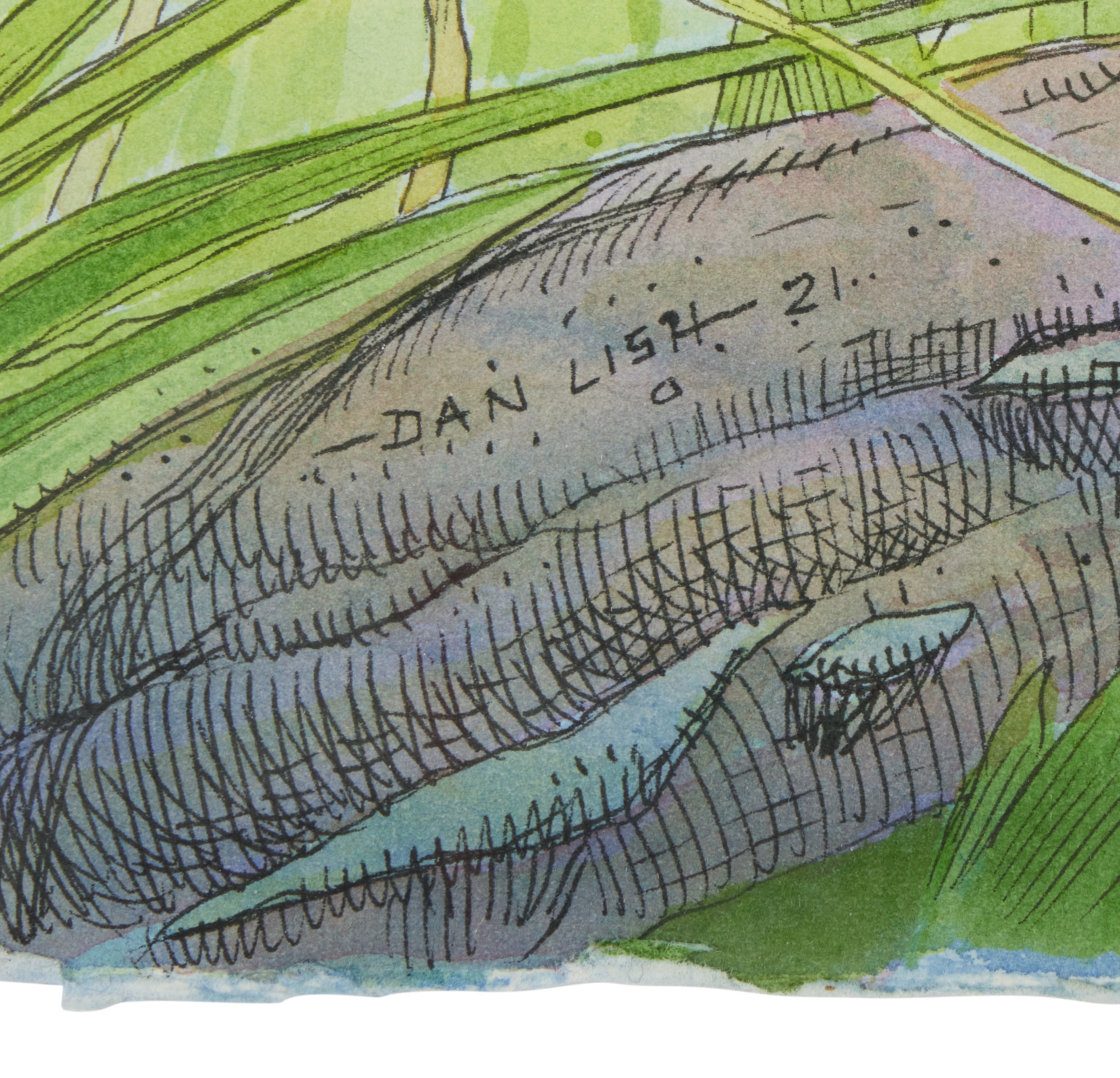 Artwork by Dan Lish, "Fifty Plus," 2021, Made of Watercolor, ink, and wash on 350 weight paper,