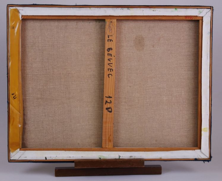 Artwork by Monique Le Béguec, Village at the river, Made of oil on canvas