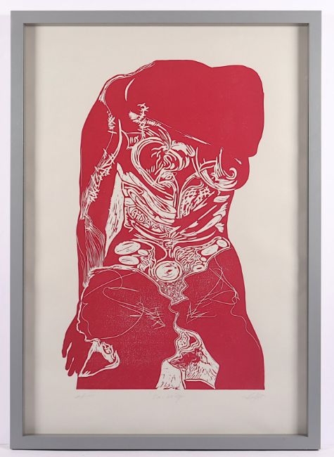 Artwork by Maf Räderscheidt, "Evas linke Rippe", Made of Linocut