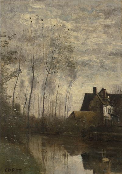 Jean Baptiste BRUNEL (1850-1929) : Les bouleaux. Huile sur toile signée
