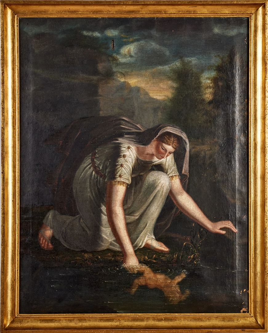 Artwork by Carl Johan Sjöstrand, Gudinnan Thetis doppar sin son Akilles i floden Styx, Made of oil on canvas