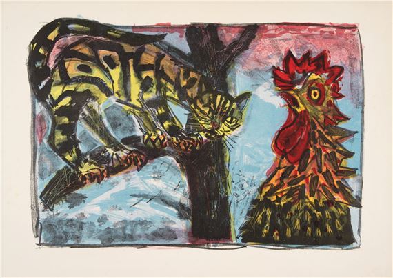 Katze und Hahn by Otto Dix, 1966