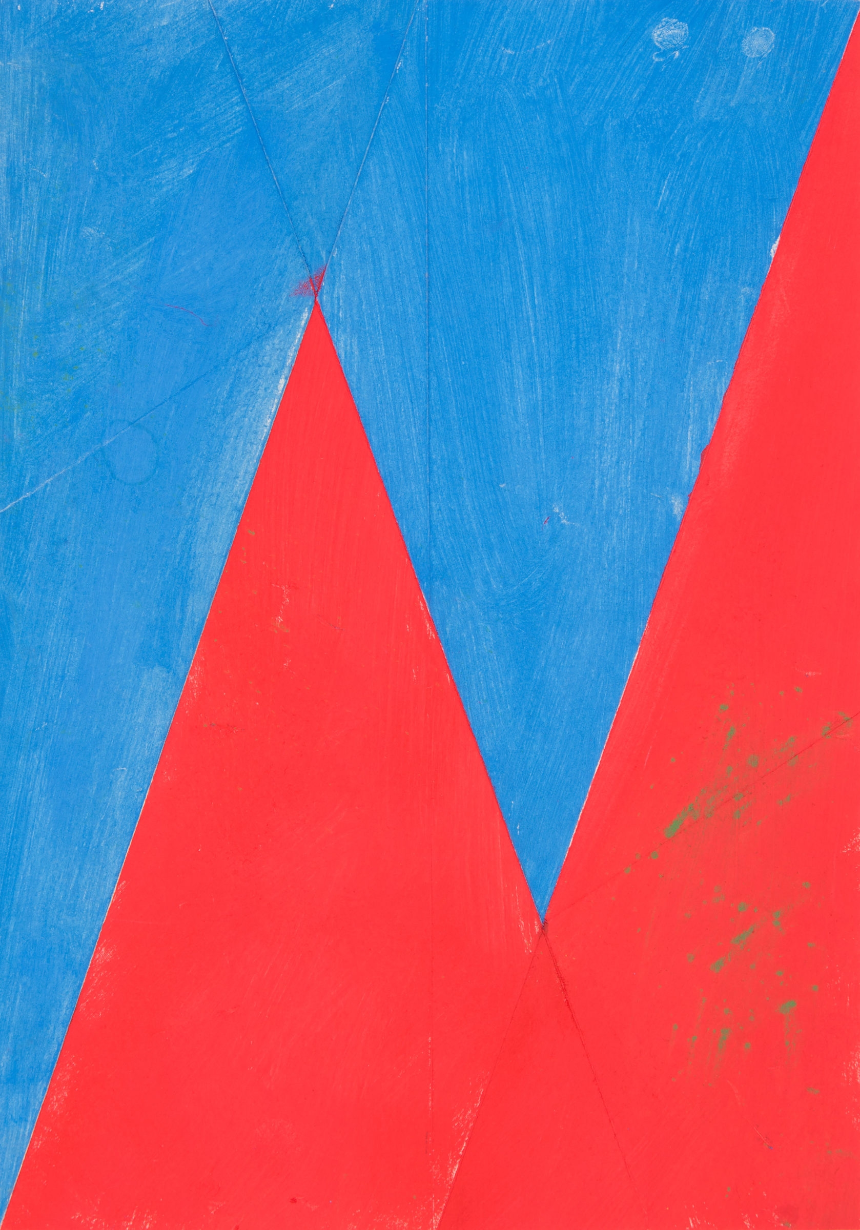 Artwork by Hermann Glöckner, Aufgipfelung Blau-Rot, Made of Tempera over fold on paper