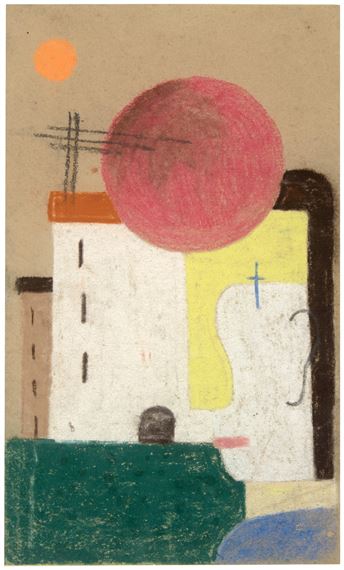 Untitled (Kopf vor Häusern) by Franz Wilhelm Seiwert, Um 1922