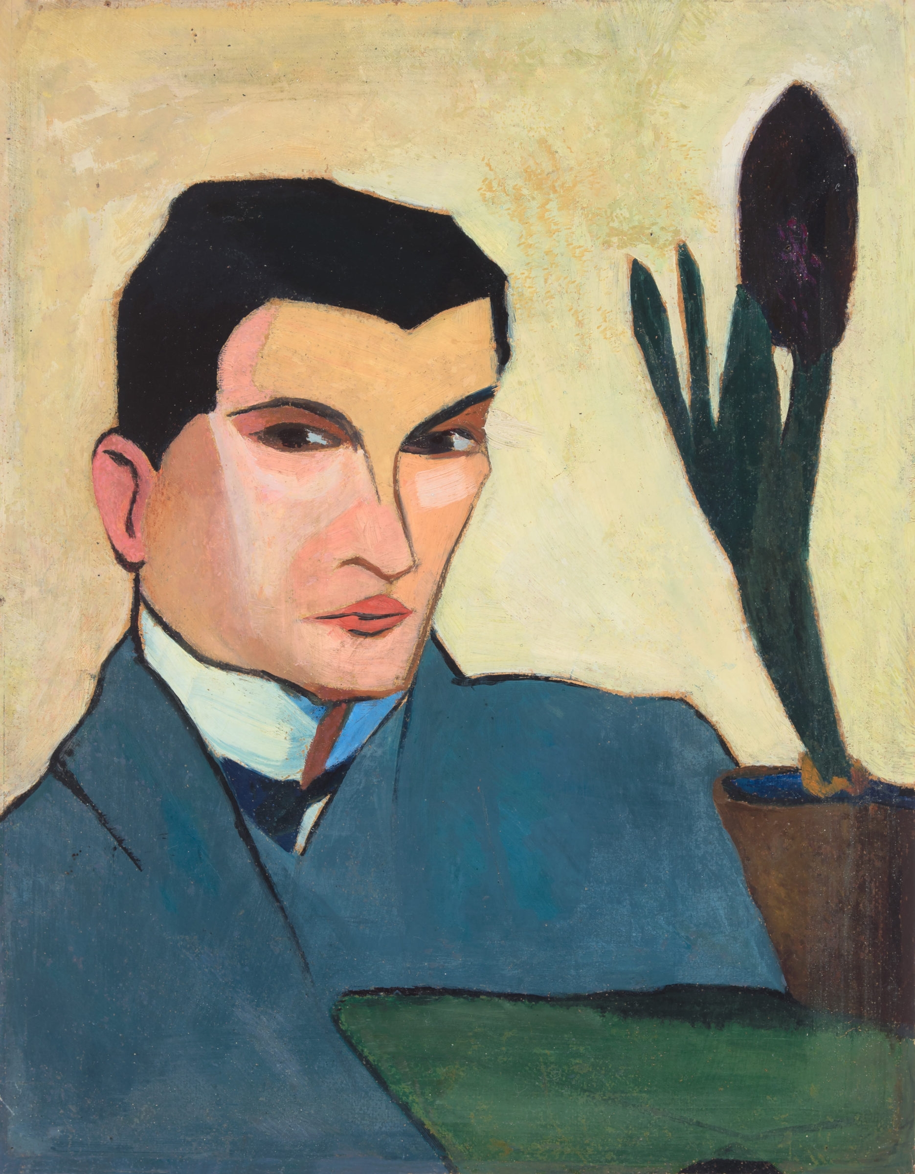 Artwork by Stanislaw Kubicki, Selbstporträt I, Made of Oil on firm cardboard