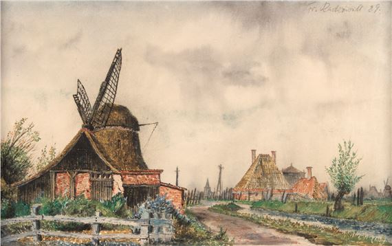 Windmühle bei einem Dorf by Franz Radziwill, 1929