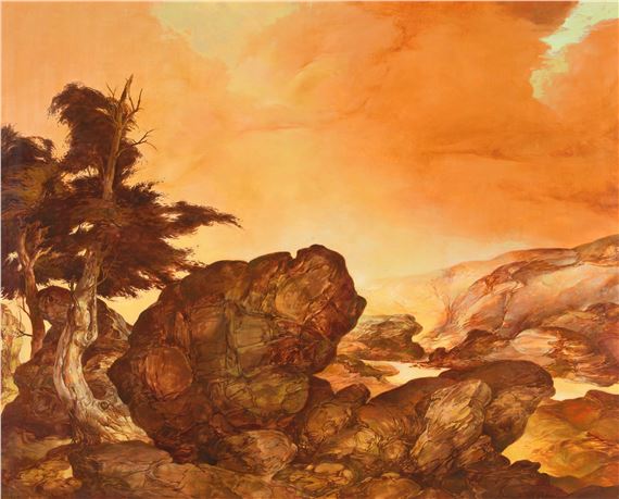 Untitled (Felslandschaft im Abendrot) by Heinz Zander, 1978