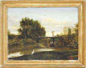 Landscape with a swan - Jean Germain Raess