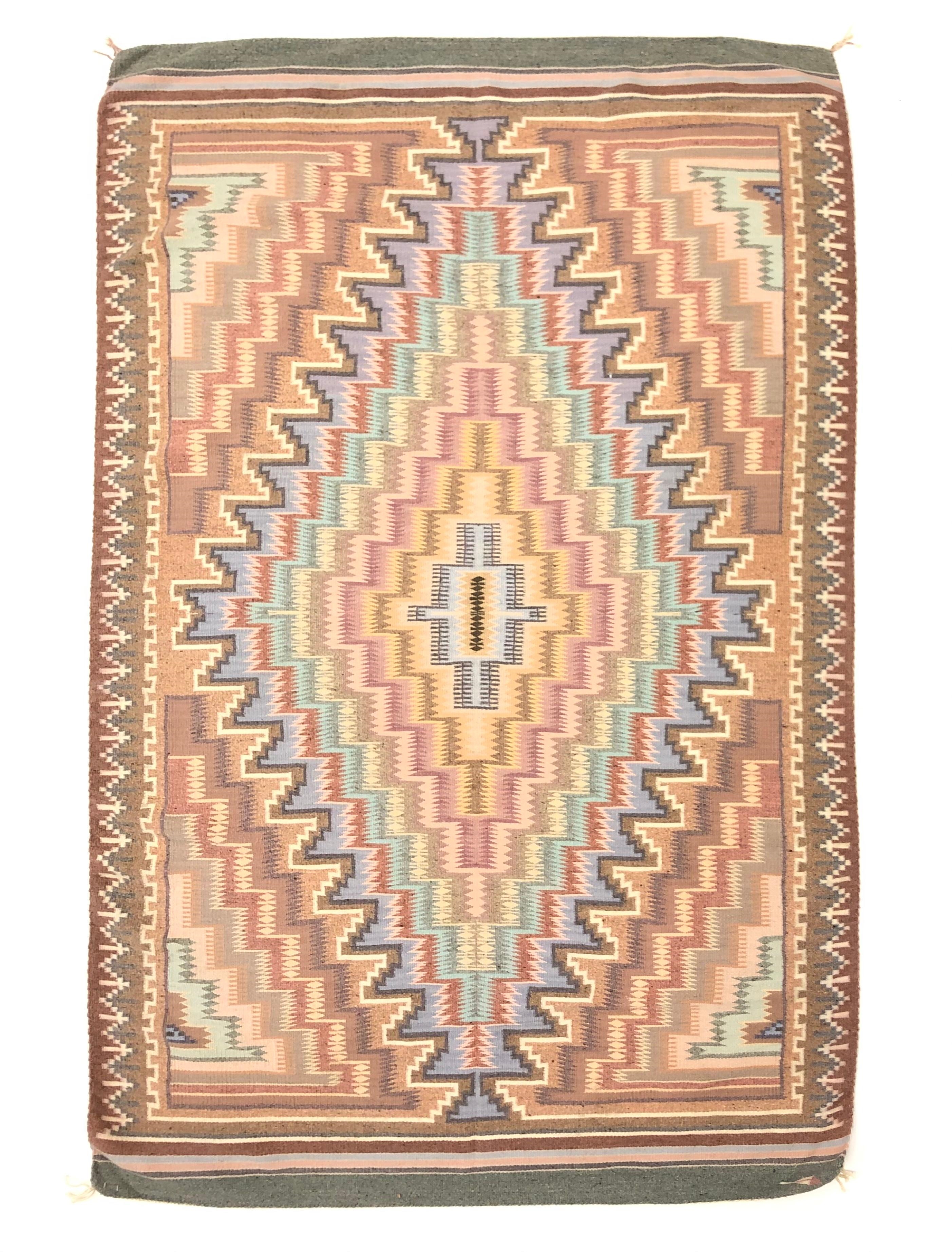 Artwork by La Rose Bia, LARGE LA ROSE BIA NAVAJO BURNTWATER WEAVING / RUG, Made of Wool