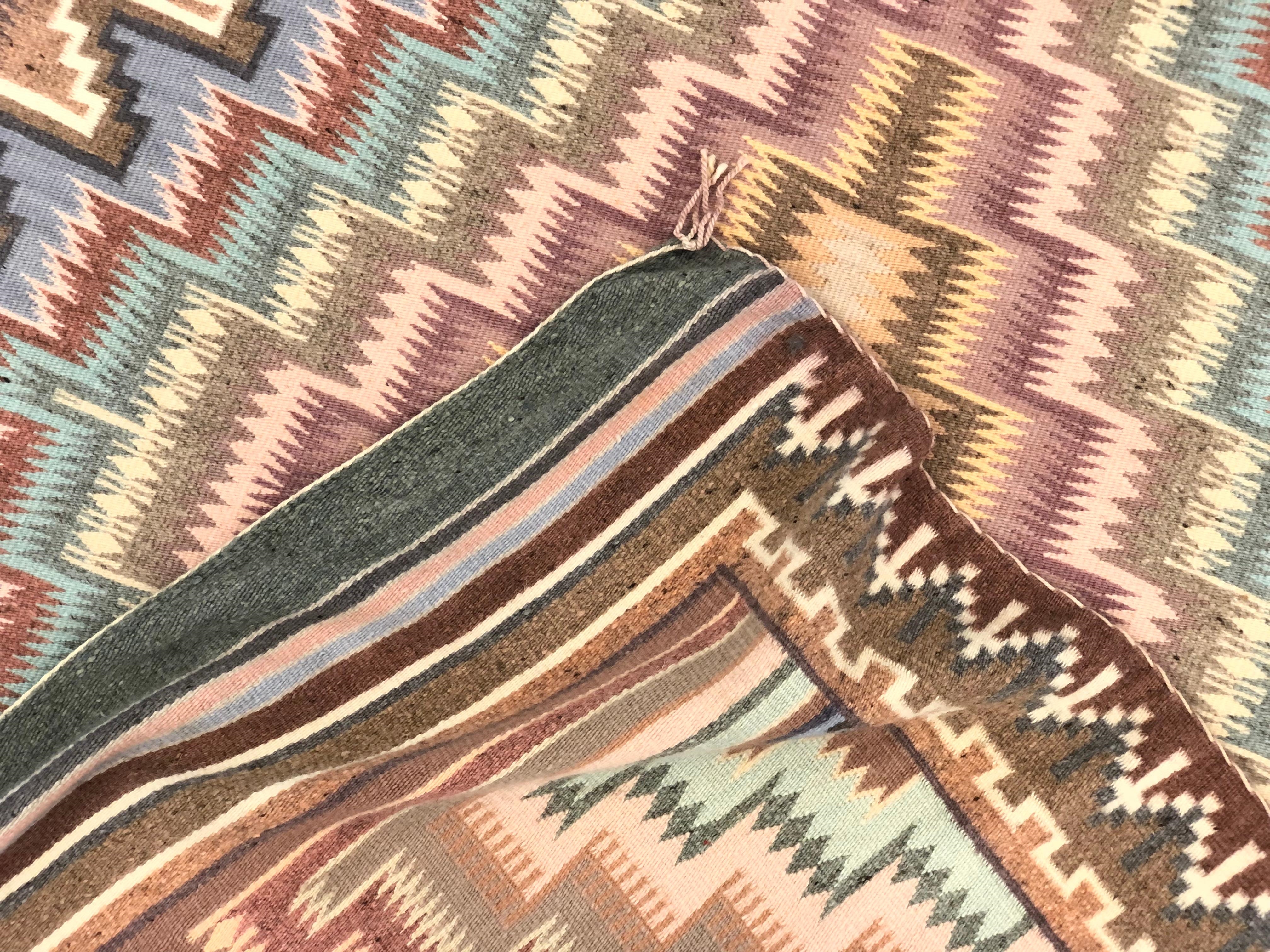 Artwork by La Rose Bia, LARGE LA ROSE BIA NAVAJO BURNTWATER WEAVING / RUG, Made of Wool