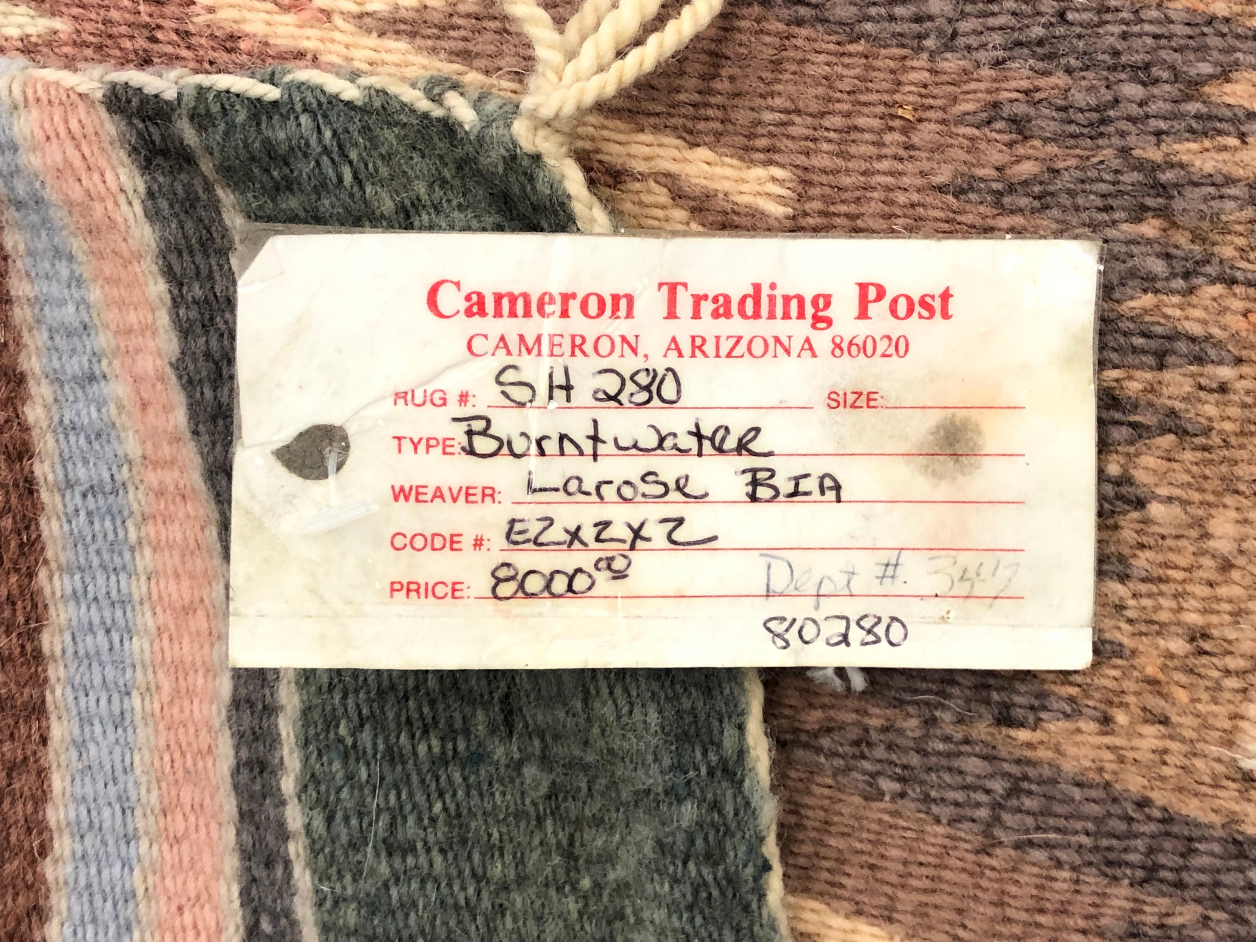 Artwork by La Rose Bia, LARGE LA ROSE BIA NAVAJO BURNTWATER WEAVING / RUG, Made of Wool