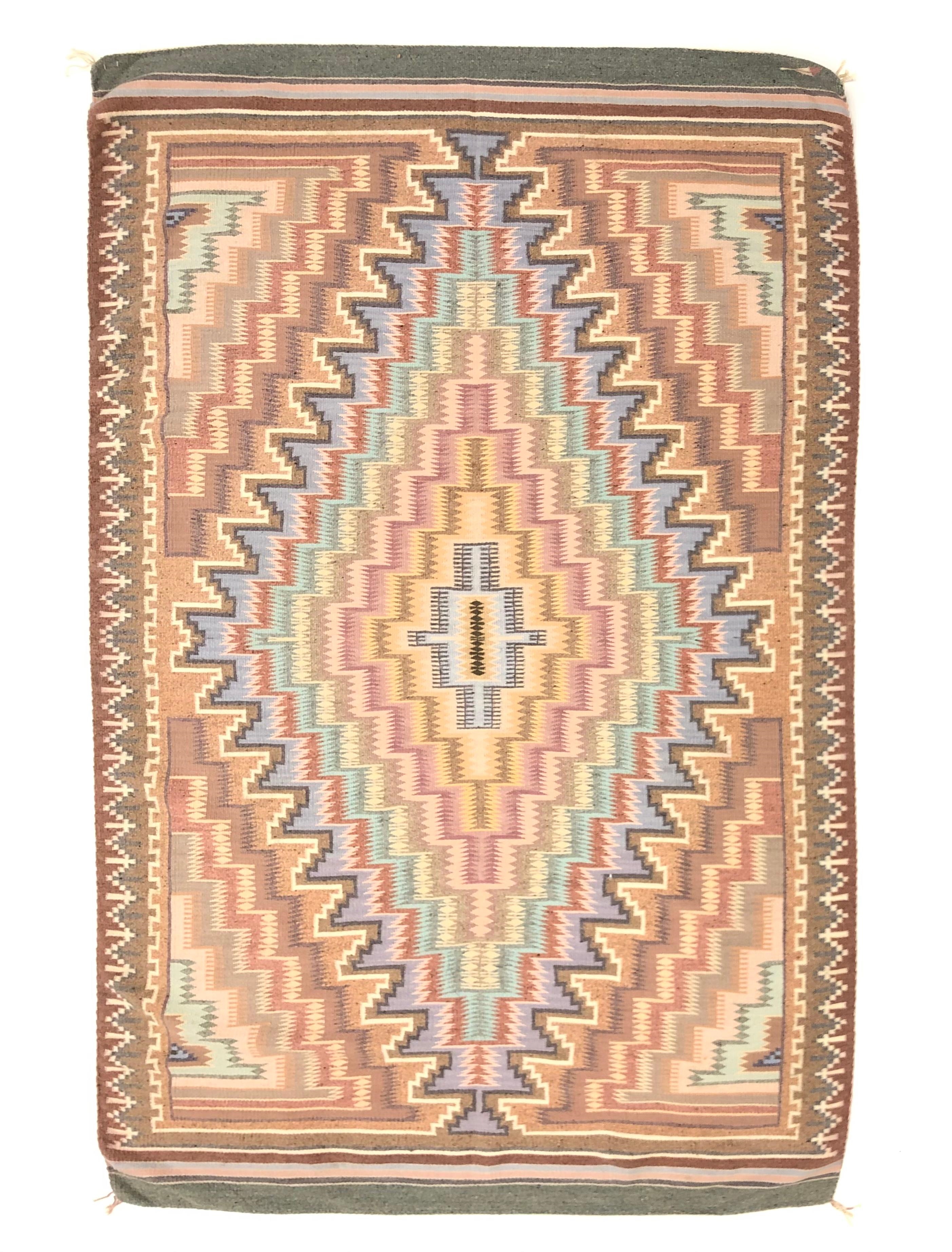 Artwork by La Rose Bia, LARGE LA ROSE BIA NAVAJO BURNTWATER WEAVING / RUG, Made of Wool