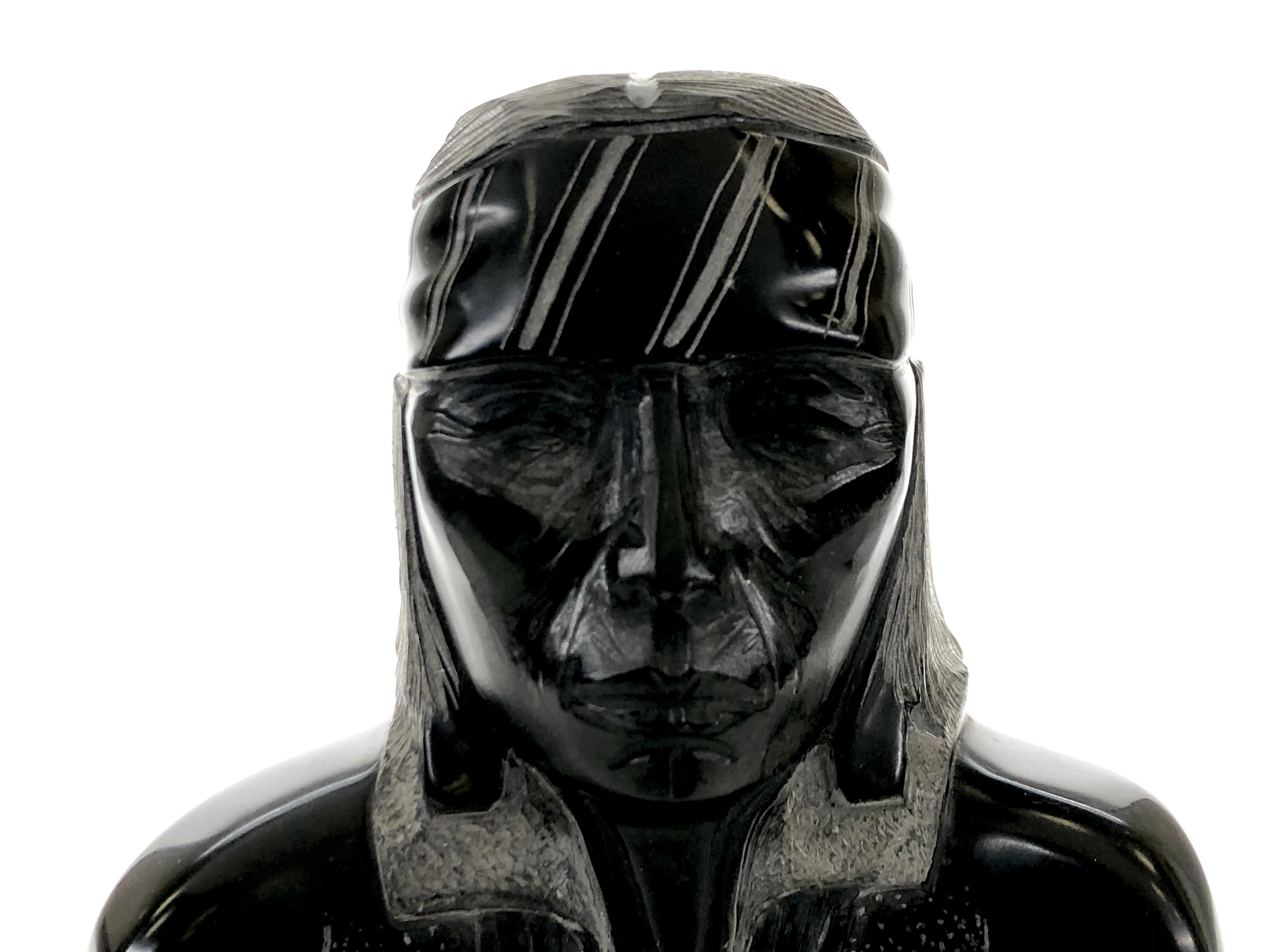 Artwork by Michael J. Chee, MICHAEL J CHEE NAVAJO BLACK MARBLE SCULPTURE, Made of Marble