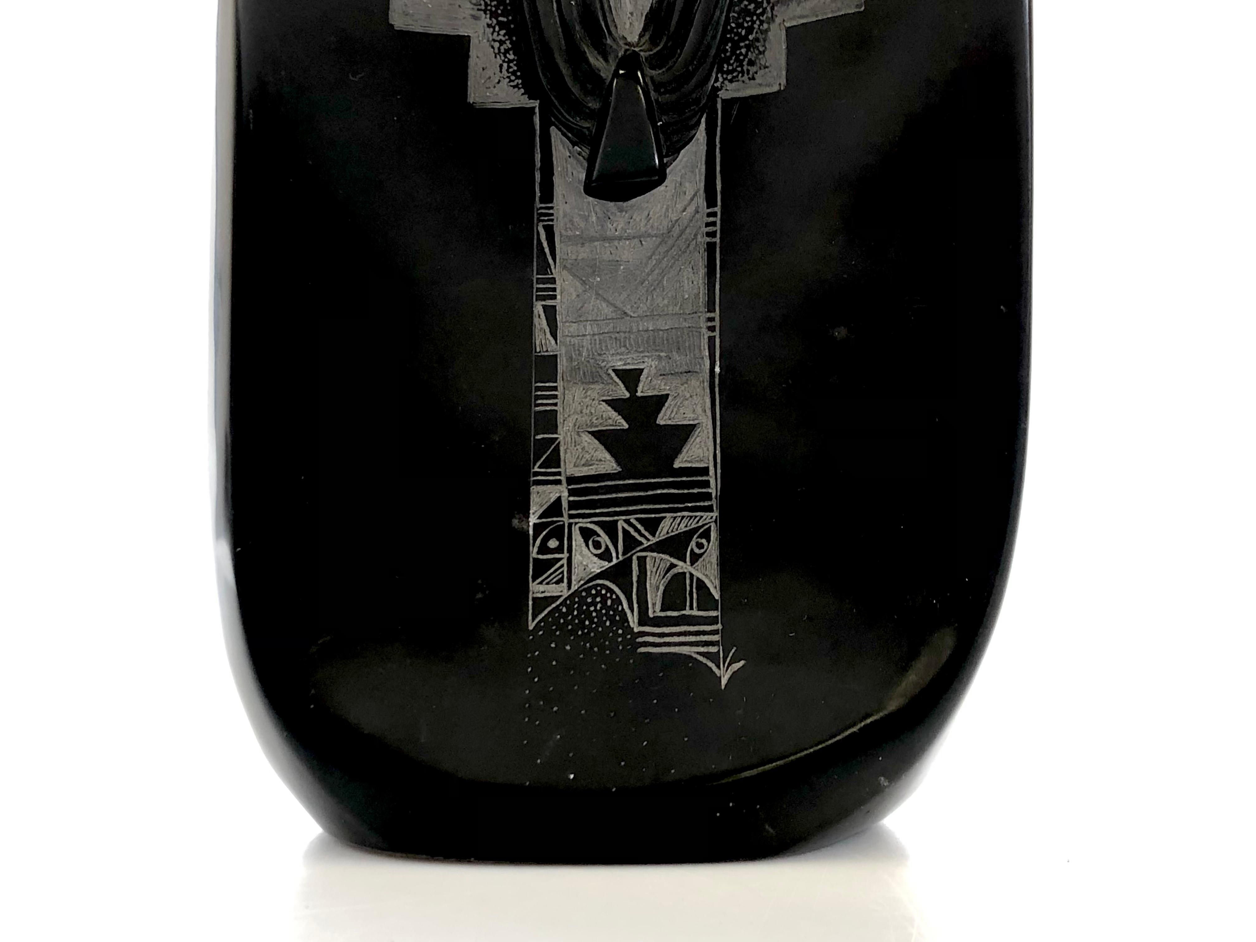 Artwork by Michael J. Chee, MICHAEL J CHEE NAVAJO BLACK MARBLE SCULPTURE, Made of Marble