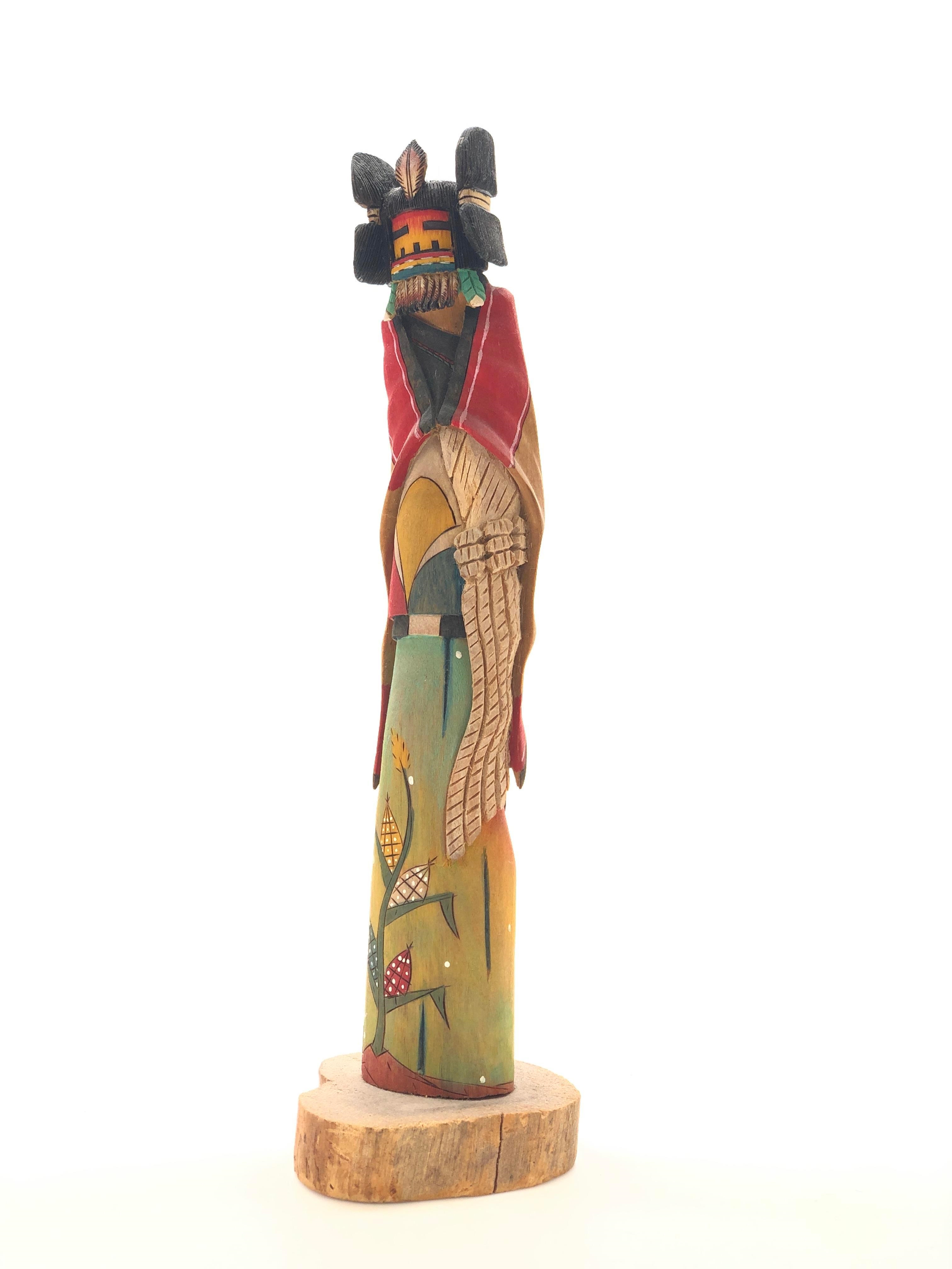 Artwork by Bryson Huma, BRYSON HUMA HOPI CROW KACHINA MAIDEN DOLL, Made of Wood Polychrome
