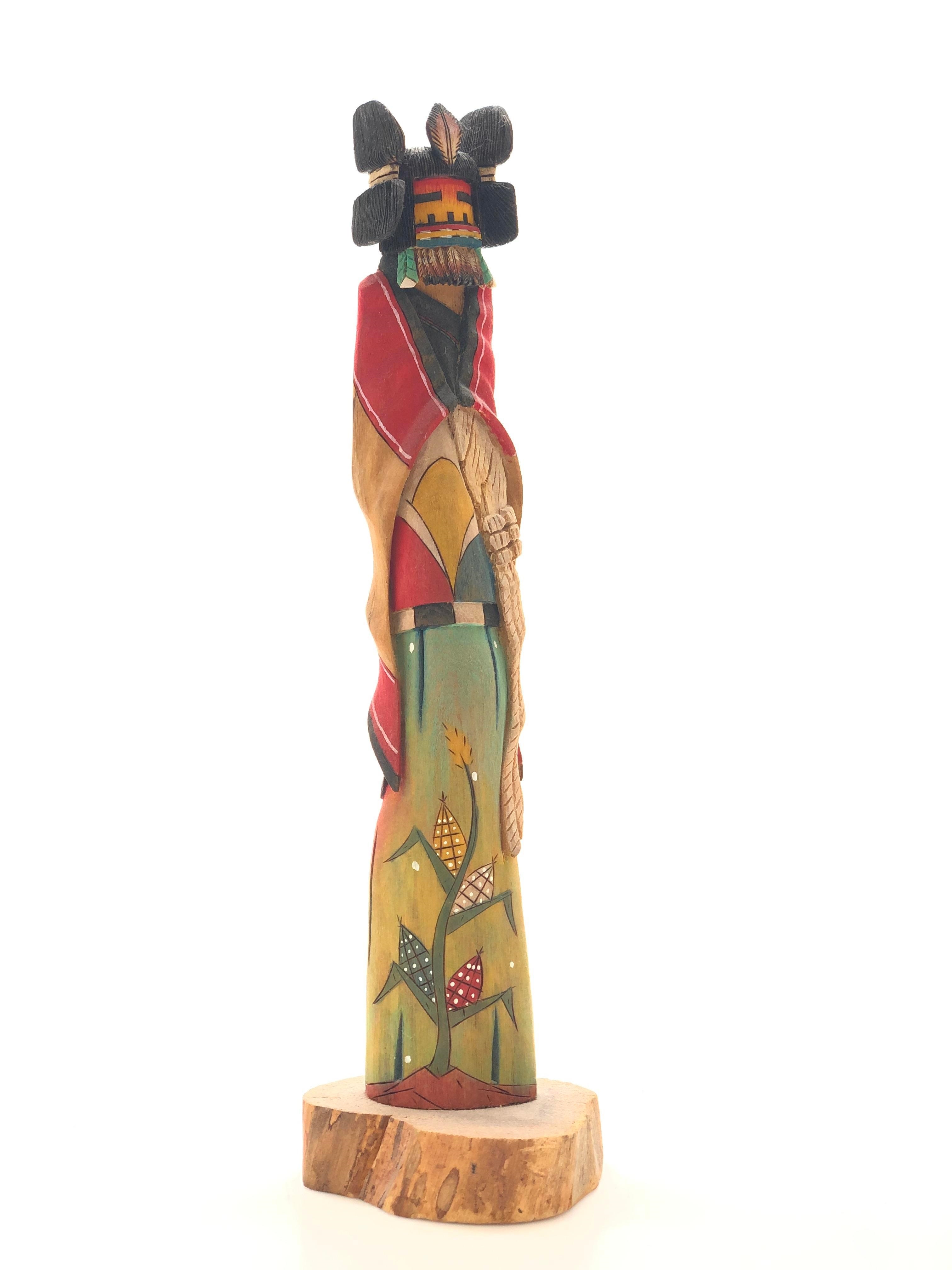 Artwork by Bryson Huma, BRYSON HUMA HOPI CROW KACHINA MAIDEN DOLL, Made of Wood Polychrome