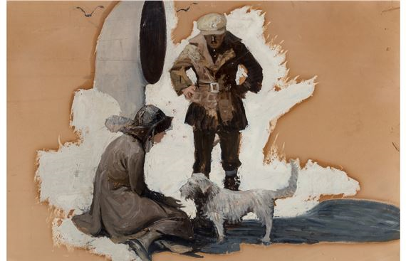 Couple on a Ship Deck with a Dog by Frank Street