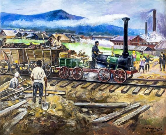 Ivan Vladimirov | Train Passing through Village | MutualArt