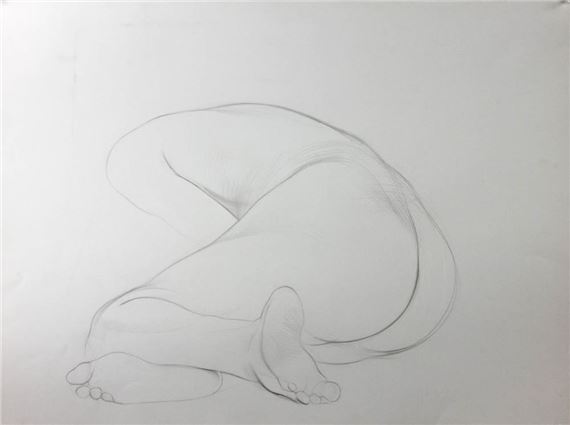 Philip Grausman, Nude, Pencil Drawing by Philip Grausman, 1972