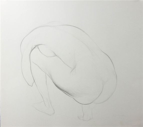 Philip Grausman, Nude, Pencil Drawing by Philip Grausman, 1972
