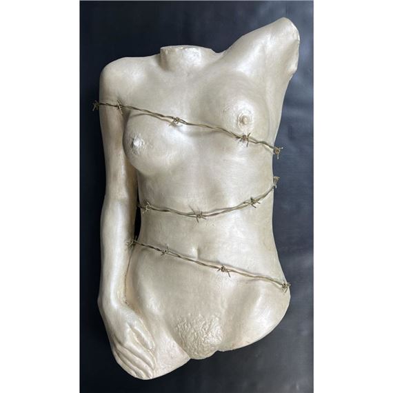 Joe Canger Female Nude Torso Wall Sculpture.