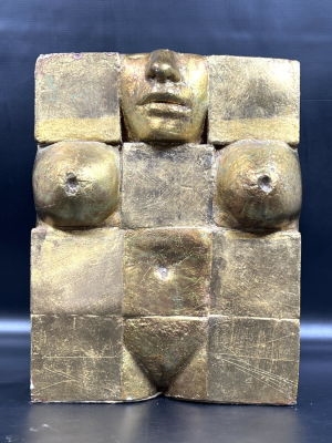 Artwork by Joe Canger, Deconstruction Nude Sculpture., Made of Plaster with gold paint