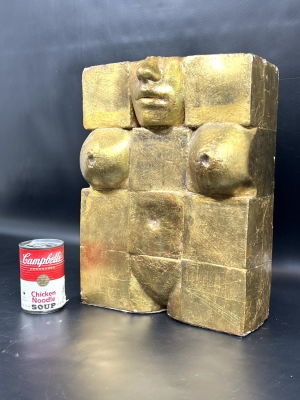 Artwork by Joe Canger, Deconstruction Nude Sculpture., Made of Plaster with gold paint