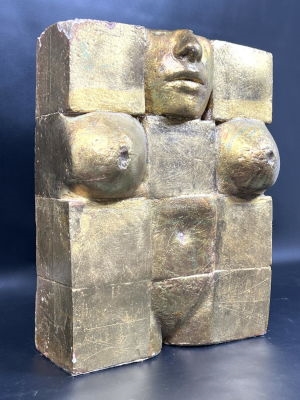 Artwork by Joe Canger, Deconstruction Nude Sculpture., Made of Plaster with gold paint