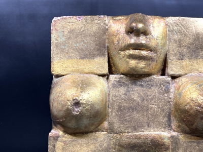 Artwork by Joe Canger, Deconstruction Nude Sculpture., Made of Plaster with gold paint