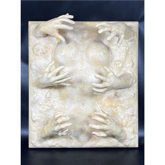 Plaster Nude Wall Sculpture.