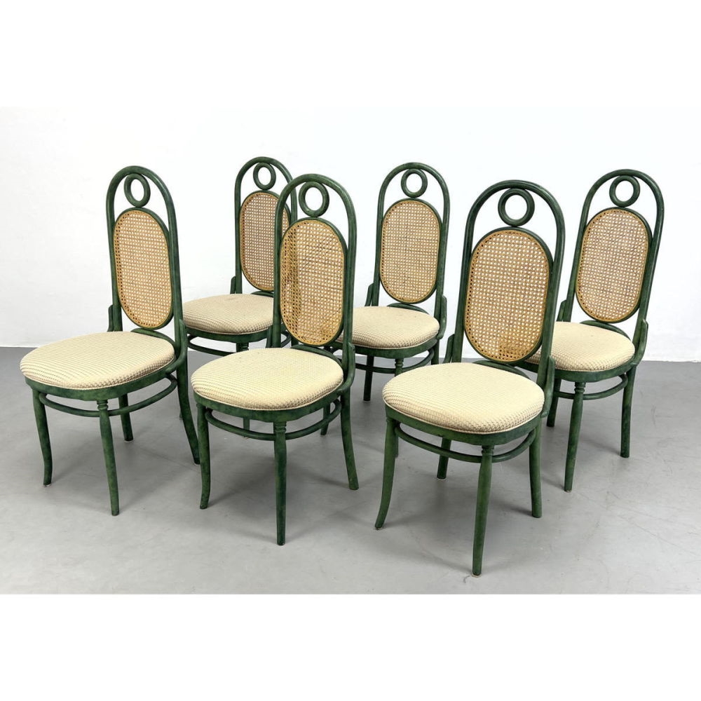 6 Cane back Dining Chairs. by Josef Hoffmann