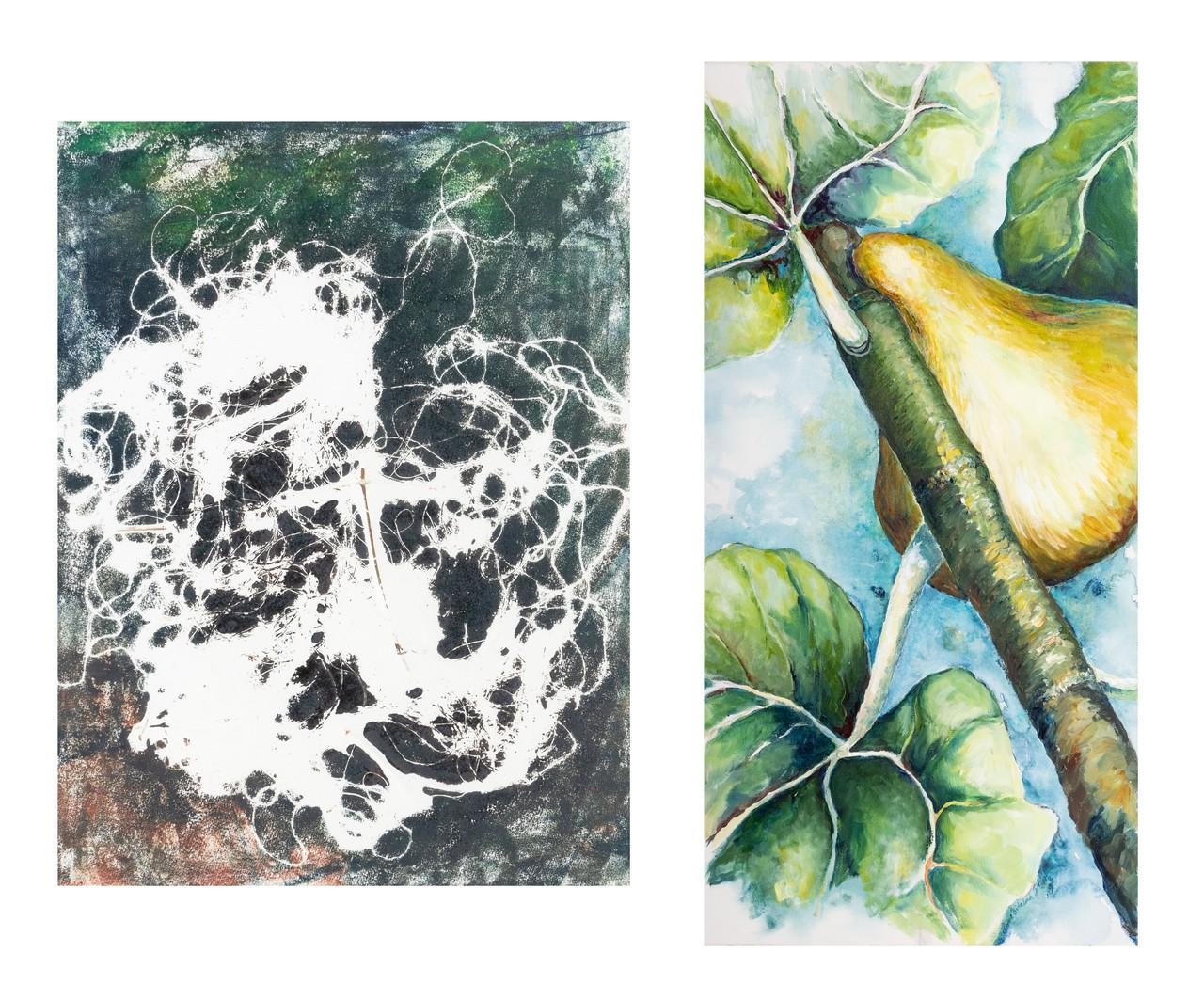 Artwork by Jill K Berry, Unraveled, Made of oil on canvas, coloured woodblock