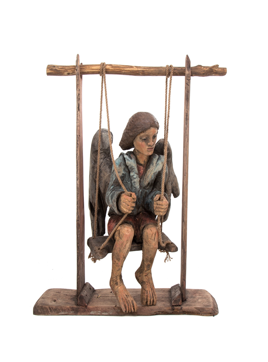 Artwork by Marcin Mysliwiec, Angel On A Swing, Made of wood