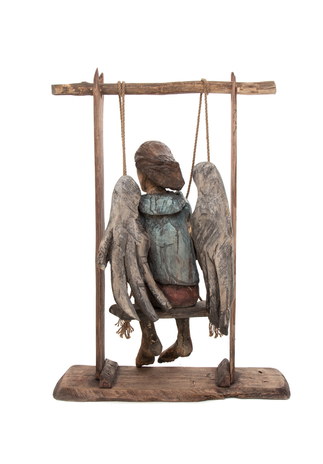 Artwork by Marcin Mysliwiec, Angel On A Swing, Made of wood