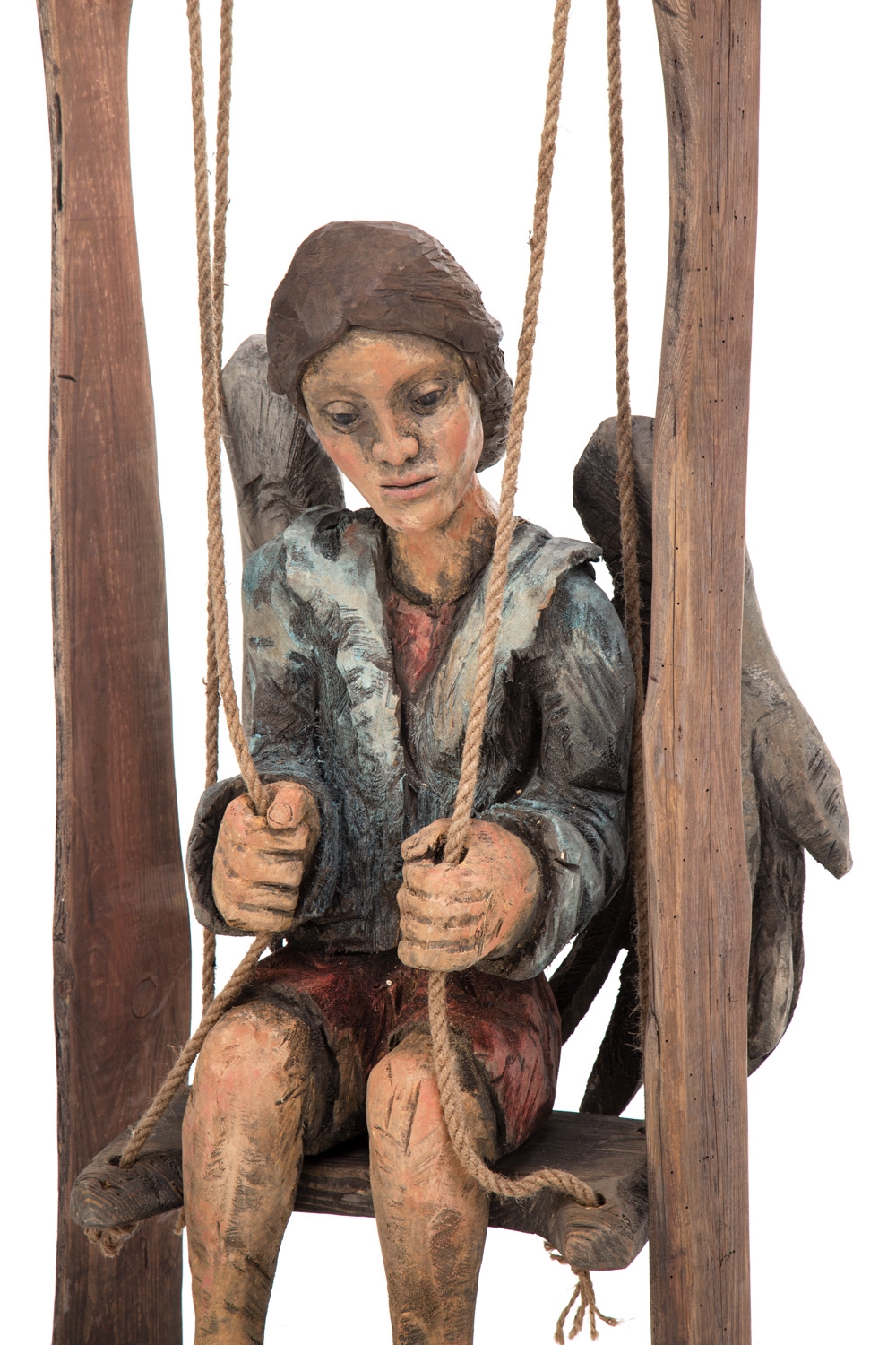 Artwork by Marcin Mysliwiec, Angel On A Swing, Made of wood